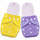 Reusable Baby Cloth Diaper with Adjustable Snap Buttons and Inserts (Set of 2)